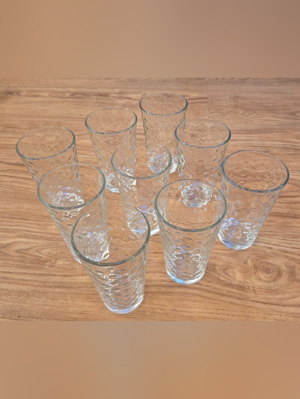 Vintage Libbey Glassware Coin Dot Tumblers Glasses Set of 9 weighted bottom 16oz